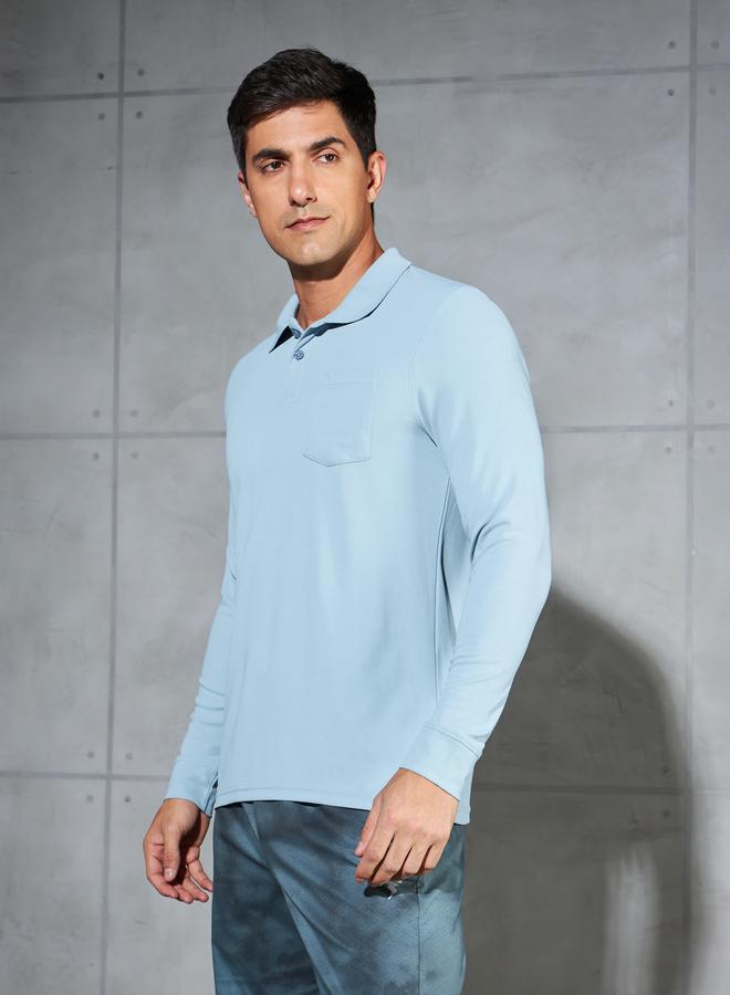 Technosport Solid Polo T-Shirt With Pocket Detail - Image 2