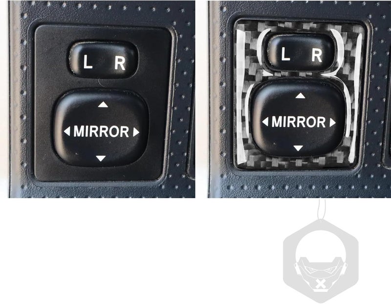 PJFUS Real Soft Black Carbon Fiber Car Driver Side Rearview Mirror Control Button Panel Frame Trim Sticker Auto Premium Interior Accessories Compatible with Toyota FJ Cruiser 2007-2021 - Image 5