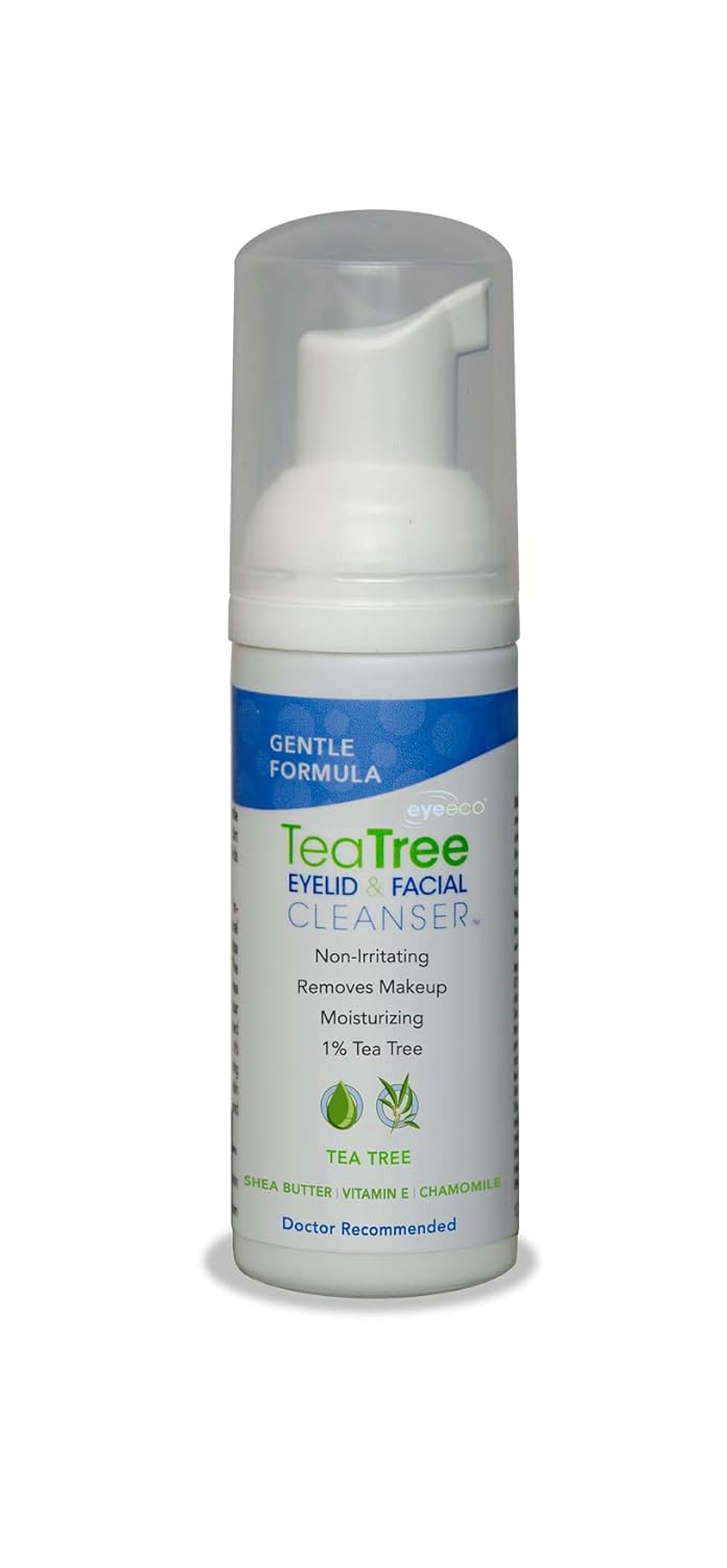 Gentle Tea Tree Oil Foaming Facial Cleanser  16oz  NonIrritating Eyelid Cleanser  Face Wash with Tea Tree Chamomile  Shea Butter