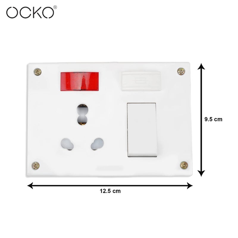 OCKO Ocko Heavy Duty Extension Board with 25mm 10m Long Wire 616 Amp 1 Socket 1 Switch and 16 Amp Plug Combined for Microwave Induction Cooker Fridge Heater AC Polycarbonate White Pack of 1  - Image 4