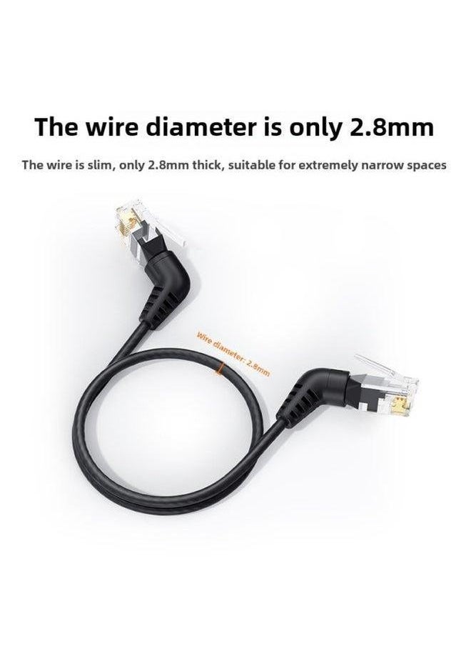 Generic Cat6a Super Class 6 Network Cable Elbow Rotation 10G 10 Gigabit Finished Jumper Pure Copper 360 Degree Cat8RJ45 Thin Wire-Color:Black Cat6a-Line Length:3 M  - Image 3