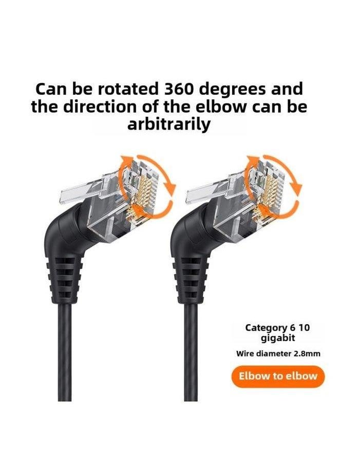 Generic Cat6a Super Class 6 Network Cable Elbow Rotation 10G 10 Gigabit Finished Jumper Pure Copper 360 Degree Cat8RJ45 Thin Wire-Color:Black Cat6a-Line Length:3 M  - Image 2