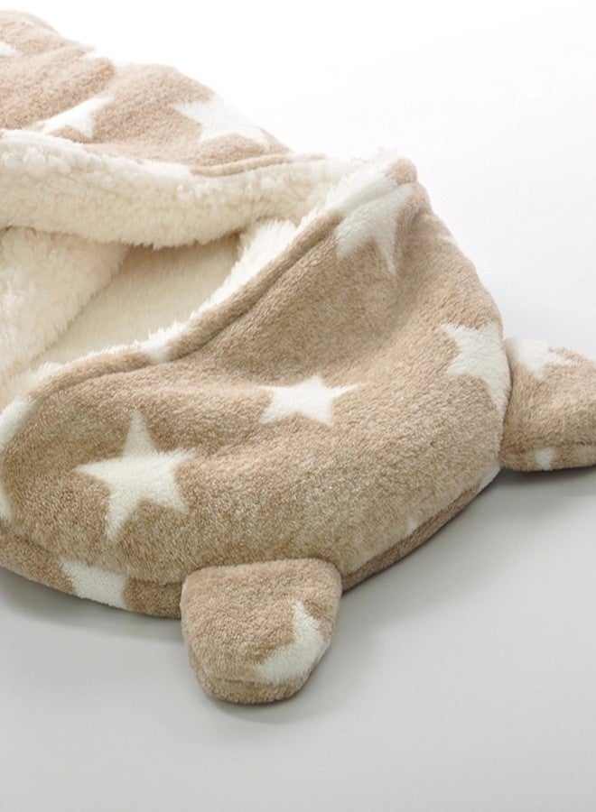 First Kick بطانية فيرست كيك للأطفال حديثي الولادة من الصوف والبوليستر، فائقة النعومة ومتينة، تُستخدم كغطاء أو كيس نوم للأطفال الرضع (76 سم × 70 سم، من 0 إلى 6 أشهر) - بيج بنقشة نجوم - Image 5