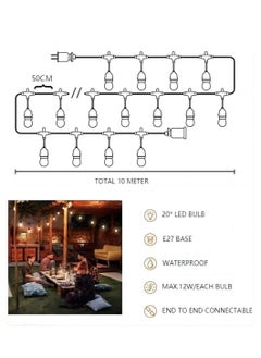 Next Life 33 FT Outdoor String Light with 20 Weatherproof Hanging Sockets and lamps, Heavy Duty Decorative Cafe Patio Lights for Garden  - Image 5