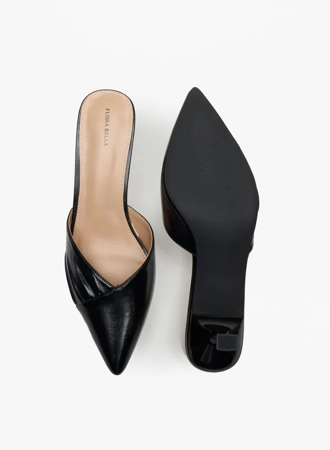 فلورا بيلا من شو إكسبرس Women's Textured Pointed Toe Mules with Flared Heels
