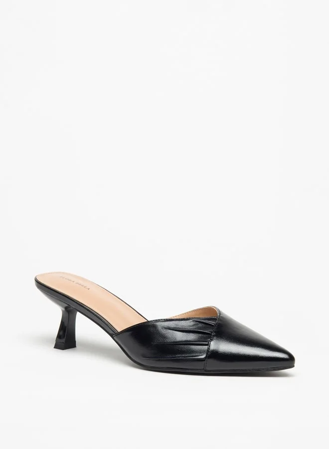 فلورا بيلا من شو إكسبرس Women's Textured Pointed Toe Mules with Flared Heels