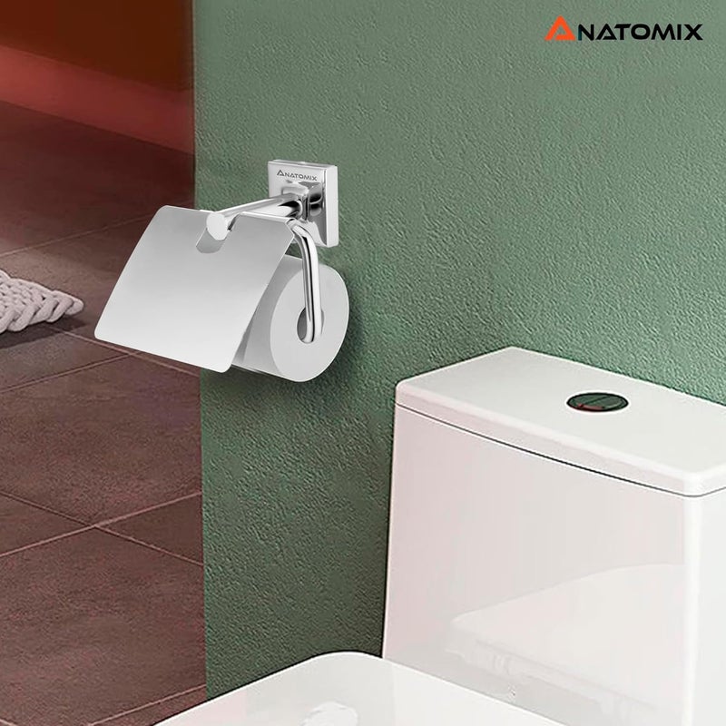 ANATOMIX Anatomix Quadra Stainless Steel Toilet Paper Holder Toilet Paper Roll Holder for BathroomToilet Tissue Roll Holder Pack 2 Wall Mounted  - Image 2