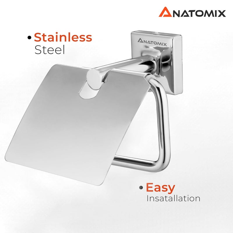 ANATOMIX Anatomix Quadra Stainless Steel Toilet Paper Holder Toilet Paper Roll Holder for BathroomToilet Tissue Roll Holder Pack 2 Wall Mounted  - Image 4