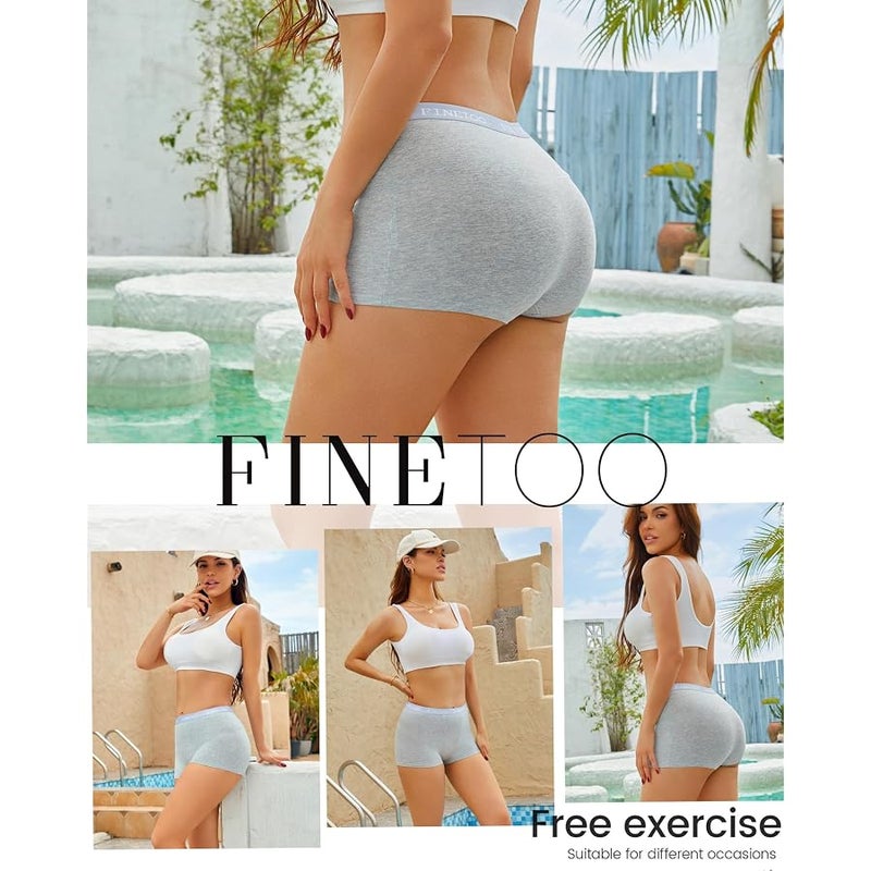 FINETOO Womens Cotton Boy Shorts Underwear Full Coverage Soft Boxer Briefs Panties for Lady Girls 6 Pack - Image 4
