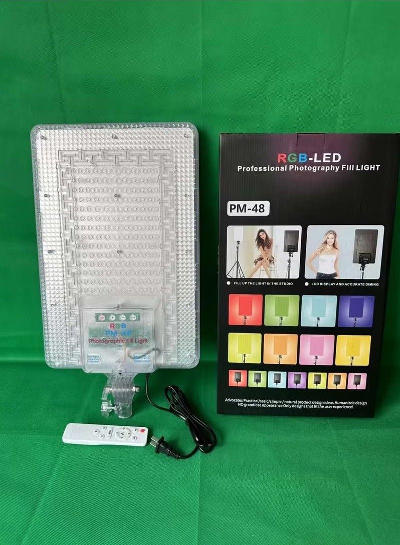 shopi.ae PM-48 RGB Fill Light on Tripod: Colorful RGB Photography Fill Light for Live Broadcast Studio and Creative Projects - Image 1