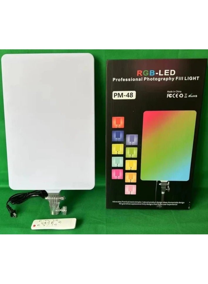 shopi.ae PM-48 RGB Fill Light on Tripod: Colorful RGB Photography Fill Light for Live Broadcast Studio and Creative Projects - Image 2