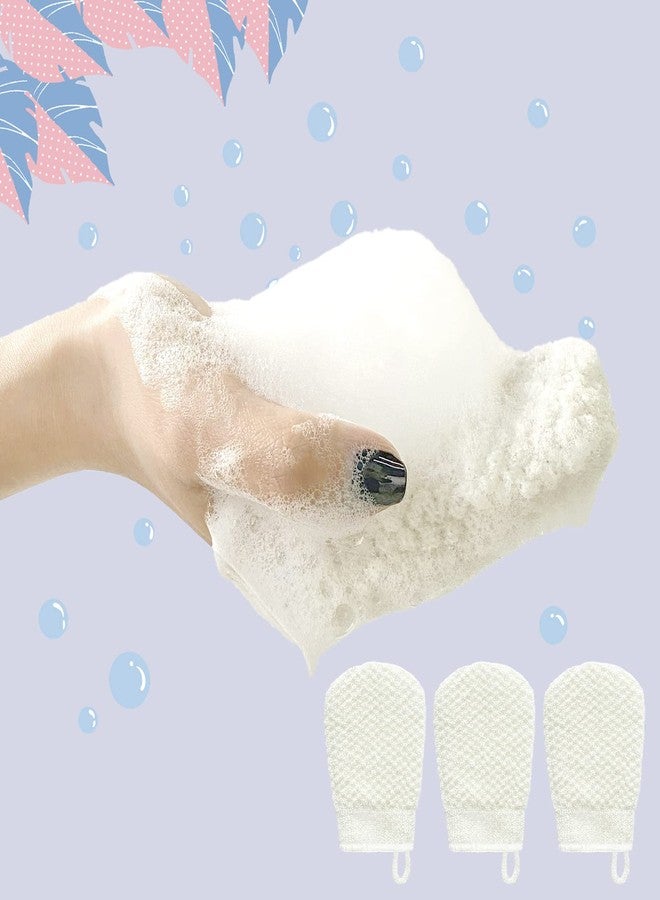 MIG4U Mini 3 PCS Exfoliating Facial Scrubber Mitt, Face Cleanser Wash Mittens Exfoliator for Men & Women Dead Dry Skin SPA, Blackhead Cleansing Gloves - Image 3
