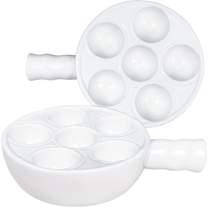 jinsongdafa Ceramic escargot baking platefor appetizers grilled snails scallops 622inch2 pieces tableware with handle oven safe suitable for homes restaurants hotels and foodies White