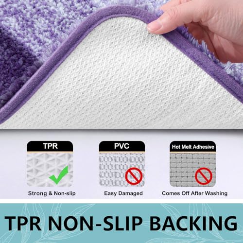 Arotive Microfiber Bathroom Rugs, Shaggy Soft and Absorbent Bath Rug, Non-Slip, Thick Plush Machine Washable Dry Bath Mats for Bathroom, Tub and Shower, 24x16, Dark Purple, Rectangular - Image 5