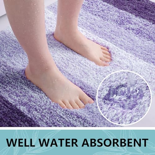 Arotive Microfiber Bathroom Rugs, Shaggy Soft and Absorbent Bath Rug, Non-Slip, Thick Plush Machine Washable Dry Bath Mats for Bathroom, Tub and Shower, 24x16, Dark Purple, Rectangular - Image 3