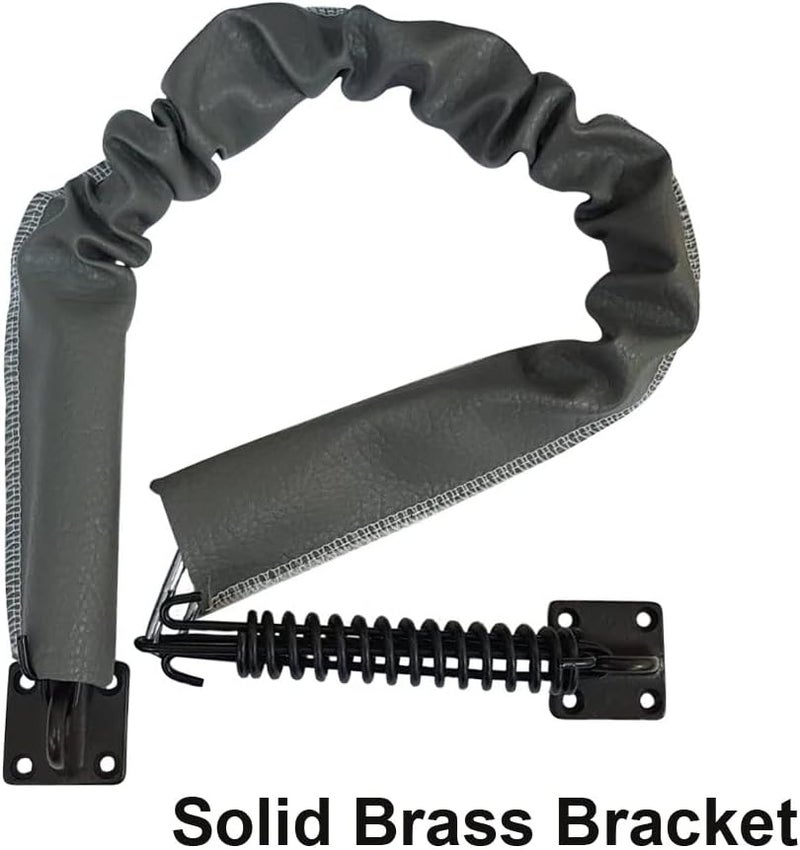 QCAA Extra Heavy Storm Door Chain Check, 32" Length, Solid Brass Bracket ORB (Oil Rubbed Bronze, US10B), 304 Stainless Steel Hook, Grey Textured Vinyl Cover, 1 Pack, Made in Taiwan - Image 2