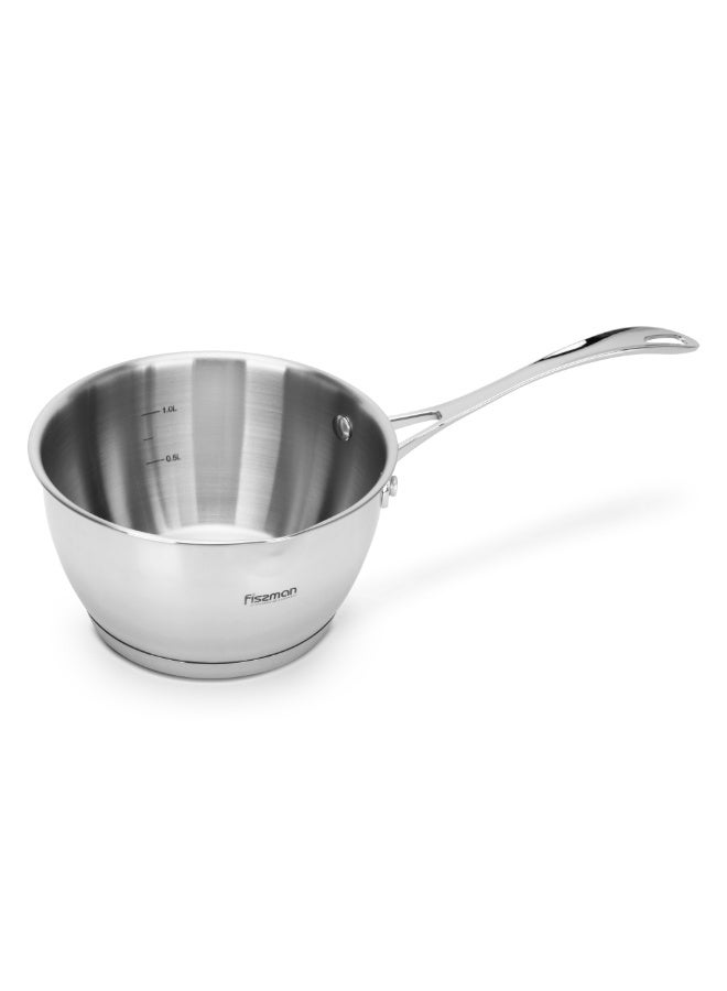 Fissman قدر 0.6 لتر مع علامات قياس، قدر من الفولاذ المقاوم للصدأ 12x6 سم سلسلة فيليس، فولاذ 18/10 إنوك 304، قاعدة تحريض متوافقة مع جميع أنواع المواقد - Image 1