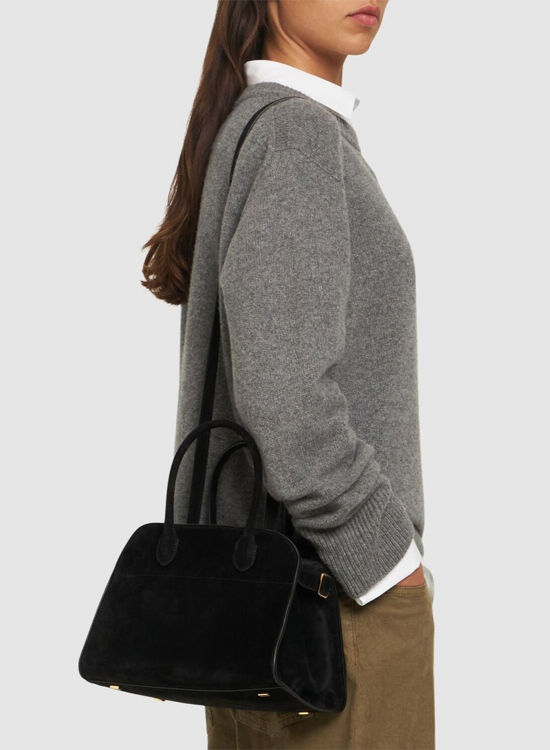 TR The Row Margaux 10 Top-Handle Bag in Suede Leather - Image 2