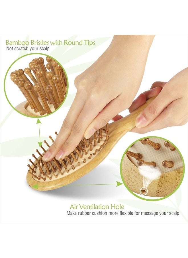 GAINWELL Bamboo Paddle Hair Brush All,Thick - Bamboo Bristles Detangling Hairbrush for Massaging Scalp, Women, Yellow  - Image 2