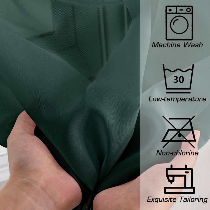 OWENIE Green Sheer Curtains 84 Inches Long for 2 Panels Set for Christmas  Solid Light Filtering Fimly Voile Sheer Curtains for Living Room Bedroom  Hunter Green  42""x84"" - Image 5