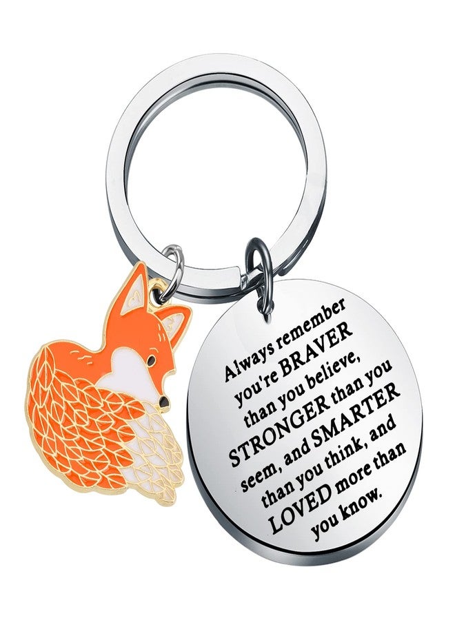MYOSPARK MYOSPAPK Fox Keychain Animal Fox Lovers Gift You are Braver Stronger Smarter Than You Think Inspirational Jewelry (Fox Always KC) - Image 1