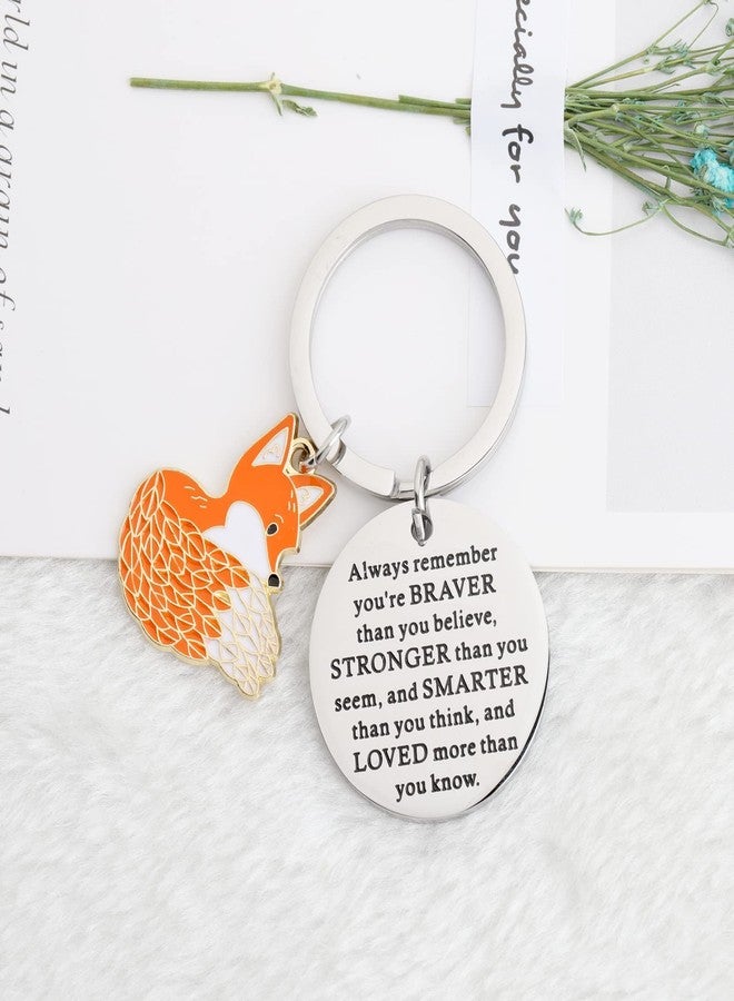 MYOSPARK MYOSPAPK Fox Keychain Animal Fox Lovers Gift You are Braver Stronger Smarter Than You Think Inspirational Jewelry (Fox Always KC) - Image 3