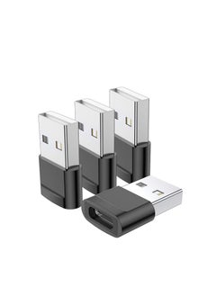 4 (حزمة) محول USB C أنثى إلى USB ذكر من النوع C إلى USB A، محول كابل شاحن، متوافق مع iPhone 11 12 Pro Max، iPad 2020، Samsung Galaxy Note 10 S20 Plus S20 Ultra، Google Pixel 4 3 2 XL (أسود)