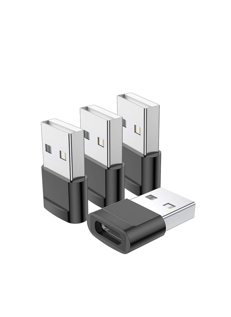 ماركة غير محددة - 4 (حزمة) محول USB C أنثى إلى USB ذكر من النوع C إلى USB A، محول كابل شاحن، متوافق مع iPhone 11 12 Pro Max، iPad 2020، Samsung Galaxy Note 10 S20 Plus S20 Ultra، Google Pixel 4 3 2 XL (أسود) - Image 1