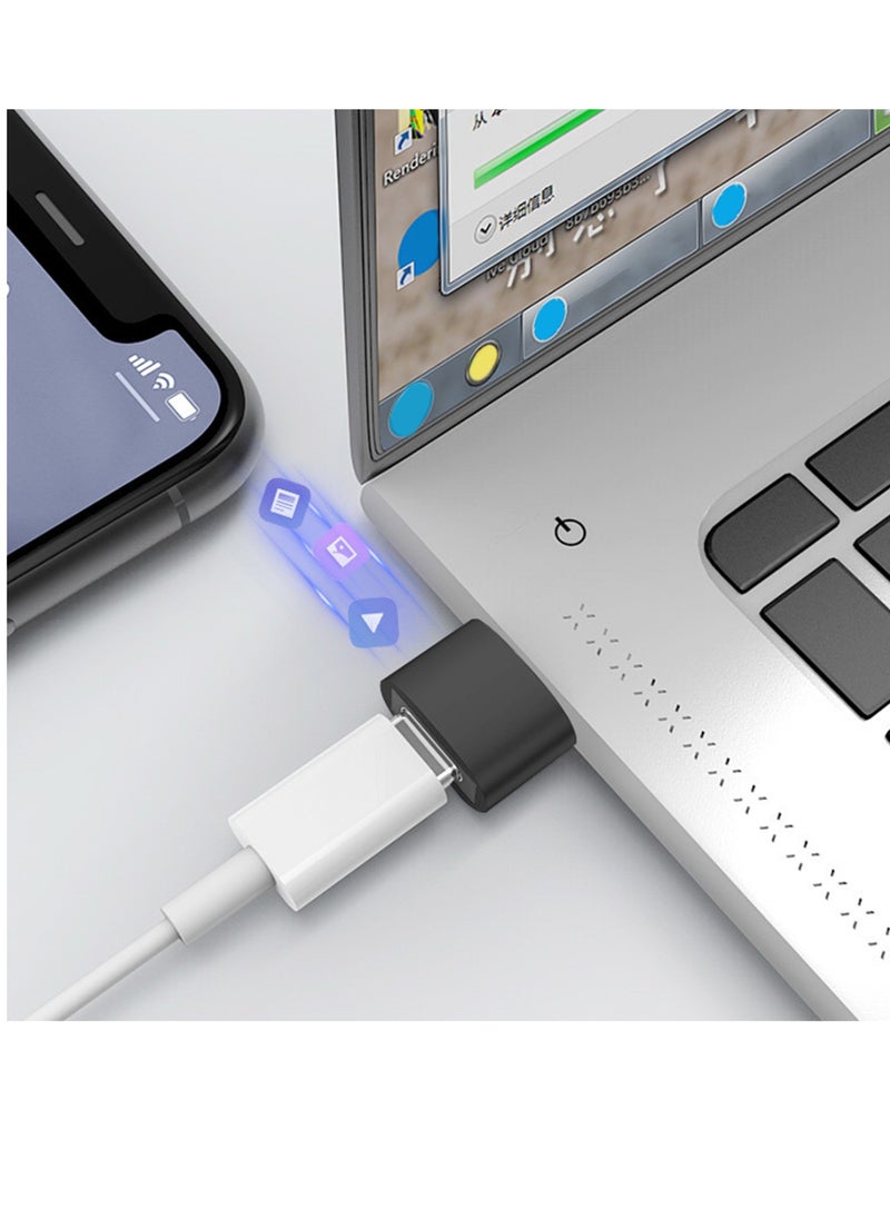 ماركة غير محددة - 4 (حزمة) محول USB C أنثى إلى USB ذكر من النوع C إلى USB A، محول كابل شاحن، متوافق مع iPhone 11 12 Pro Max، iPad 2020، Samsung Galaxy Note 10 S20 Plus S20 Ultra، Google Pixel 4 3 2 XL (أسود) - Image 1