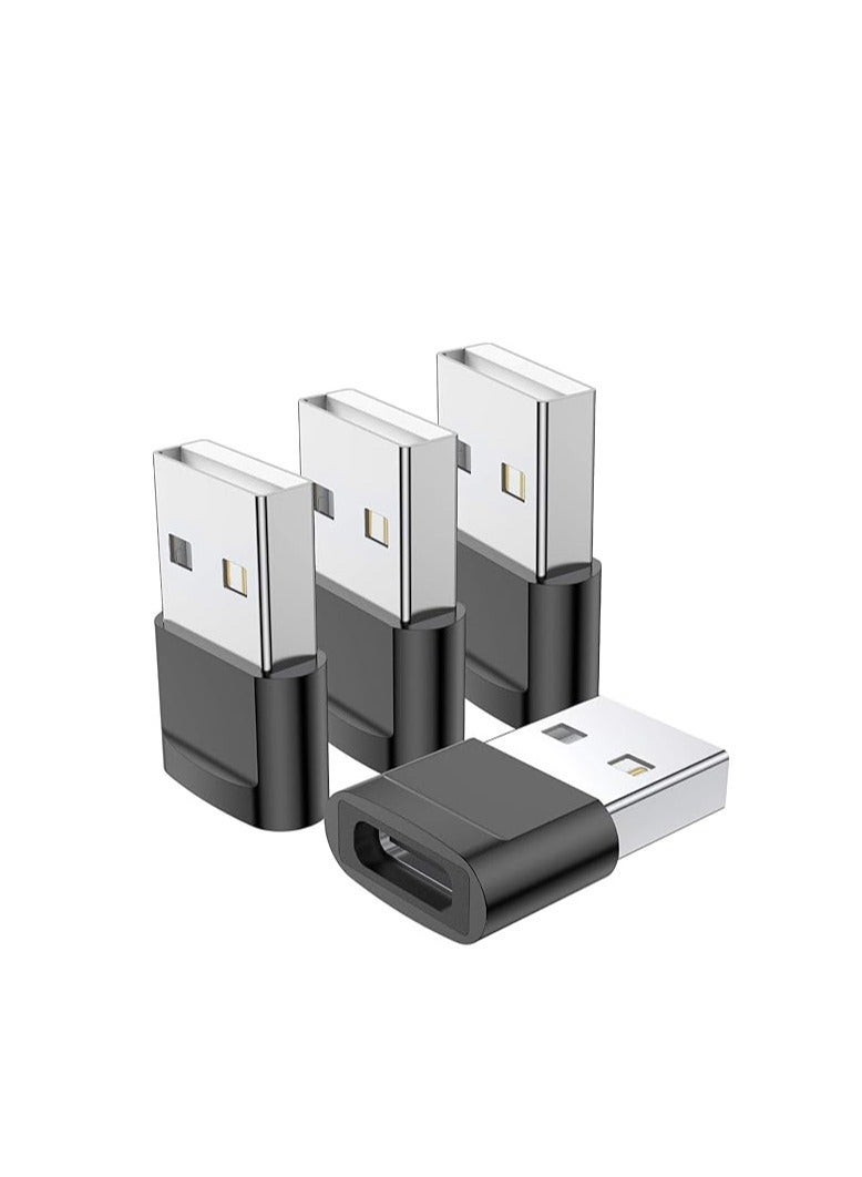4قطع من محول OTG USB C  إلى USB A من النوع C إلى USB A، محول كابل شاحن، متوافق مع iPhone 11 12 Pro Max، iPad 2020، Samsung Galaxy Note 10 S20 Plus S20 Ultra، Google Pixel 4 3 2 XL (أسود) - Image 1