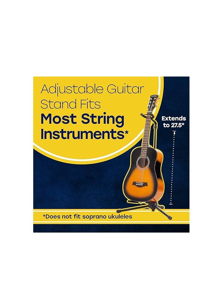 HOLA Music Guitar Stand - Collapsible Tripod Travel Guitar Rack w/Padded Neck for Bass, Acoustic, Electric Guitars - Pack of 1 Tripod - Image 2