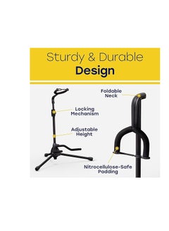 HOLA Music Guitar Stand - Collapsible Tripod Travel Guitar Rack w/Padded Neck for Bass, Acoustic, Electric Guitars - Pack of 1 Tripod  - Image 4