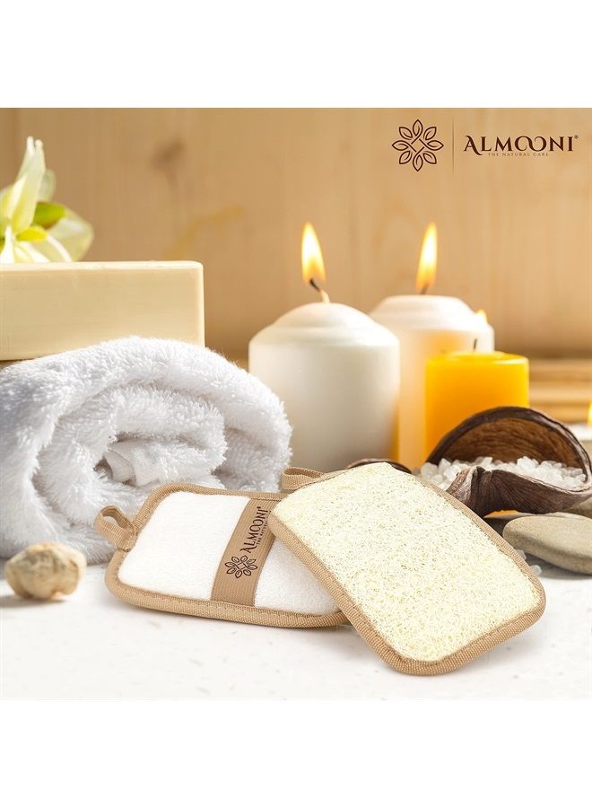 ALMOONI باد اسكراب الجسم من اللوف المصري الفاخر من الموني - شكل مستطيل - مصنوع من إسفنجة اللوف المصرية الطبيعية التي تنظفك، وليس فقط لنشر الصابون (عبوة 2)  - Image 3