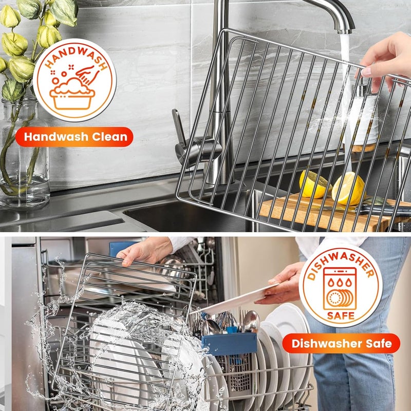 GXF رف الفرن الذكي لفرن Breville Air Fryer Countertop Oven BOV845BSS، مقاس 14×11.6 بوصة، إكسسوارات مقلاة هوائية من الفولاذ المقاوم للصدأ، قطع غيار لشبكات التحميص والبخار والشوي وصينية الخبز، آمن للغسالة. - Image 5