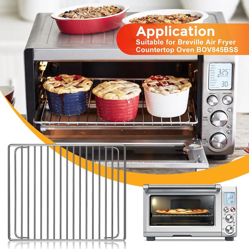 GXF رف الفرن الذكي لفرن Breville Air Fryer Countertop Oven BOV845BSS، مقاس 14×11.6 بوصة، إكسسوارات مقلاة هوائية من الفولاذ المقاوم للصدأ، قطع غيار لشبكات التحميص والبخار والشوي وصينية الخبز، آمن للغسالة. - Image 3