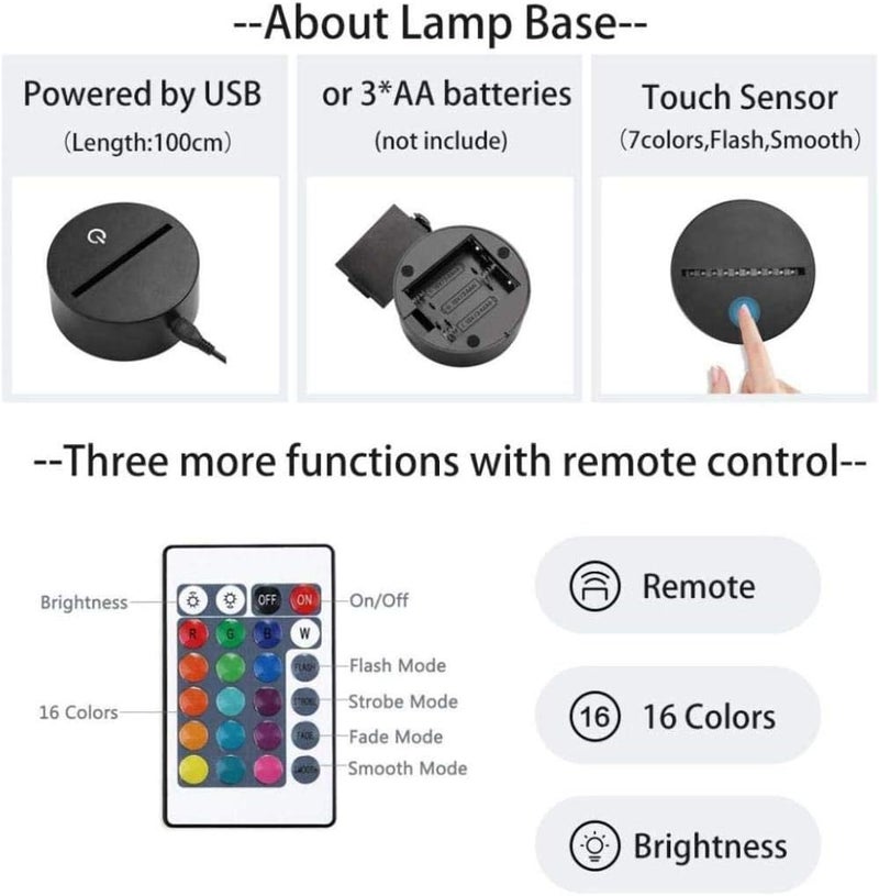 Al Raied ARS® Karate Night Light - 3D Illusion Lamp with 16 Color Changing and Remote Control - Image 4