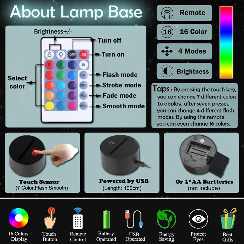 Al Raied ARS® Karate Night Light - 3D Illusion Lamp with 16 Color Changing and Remote Control - Image 5