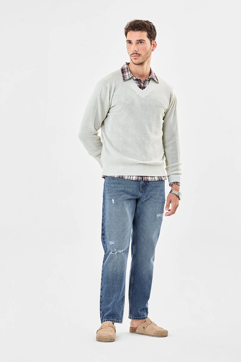 SNITCH كنزة بياقة على شكل حرف  وأكمام طويلة