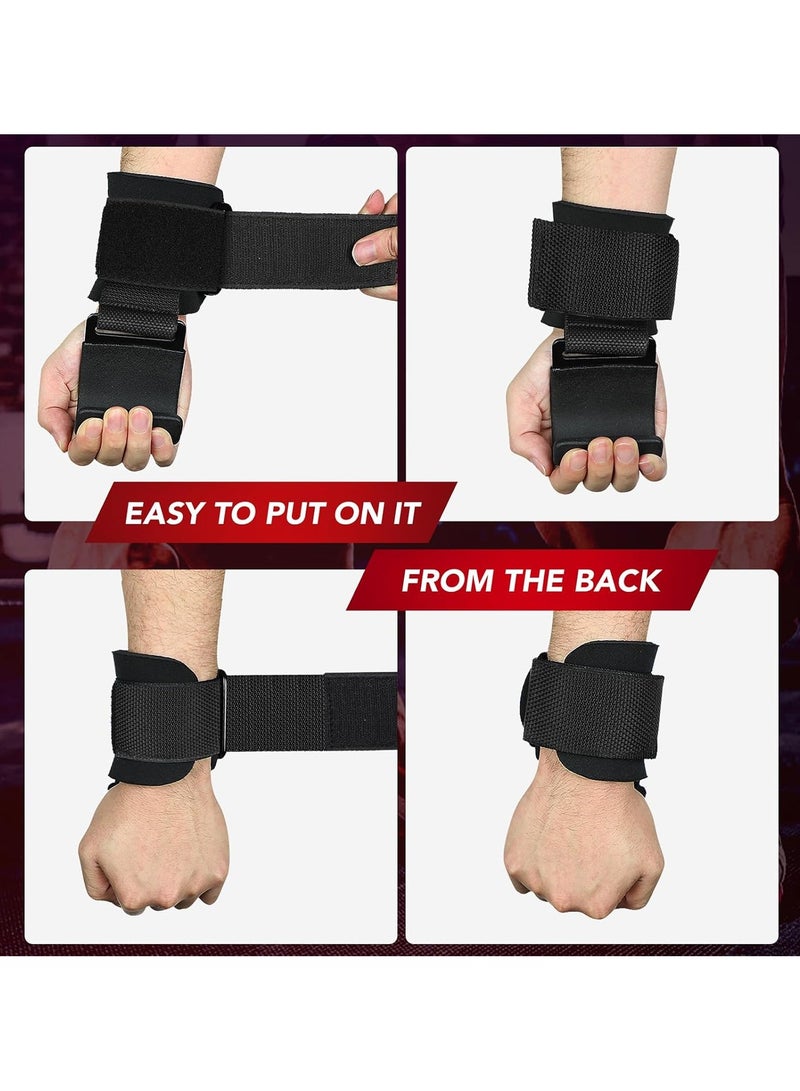 2 Pcs Weight Lifting Hooks Weightlifting Hooks Weightlifting Gloves Wristbands Gym Gloves Gym Protective Gear Wrist Support Wrist Straps for Deadlifts and Daily Gym Workouts