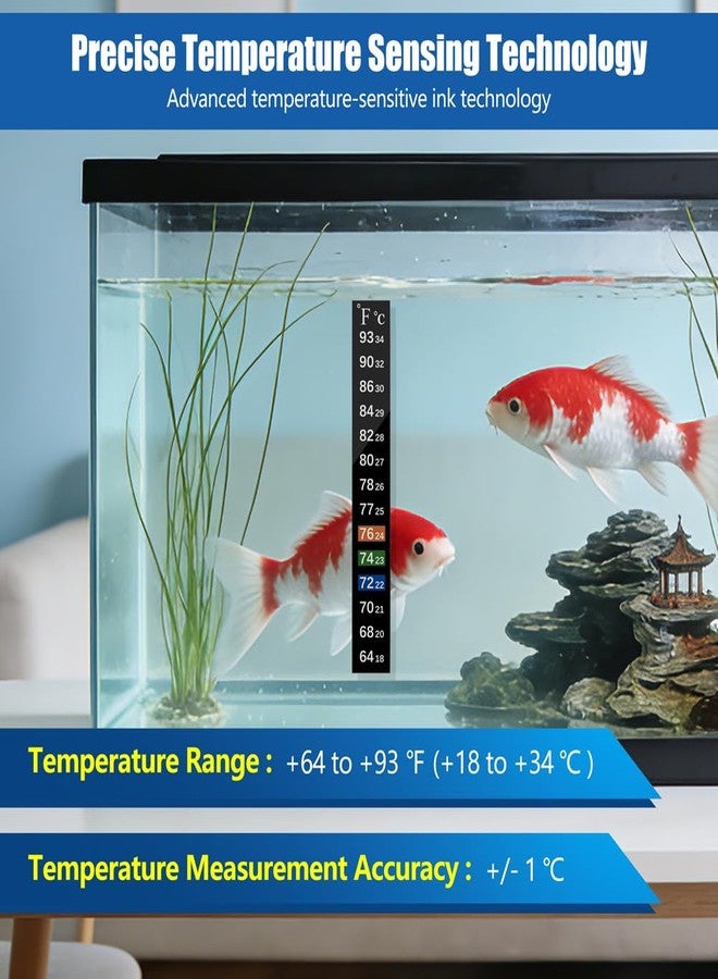 Novique Adhesive Fish Tank Thermometer Strip Aquarium Thermometer Sticker Display 64-93 ℉ (18-34 ℃) Brewing Thermometer Test Strip 6 PCS - Image 3