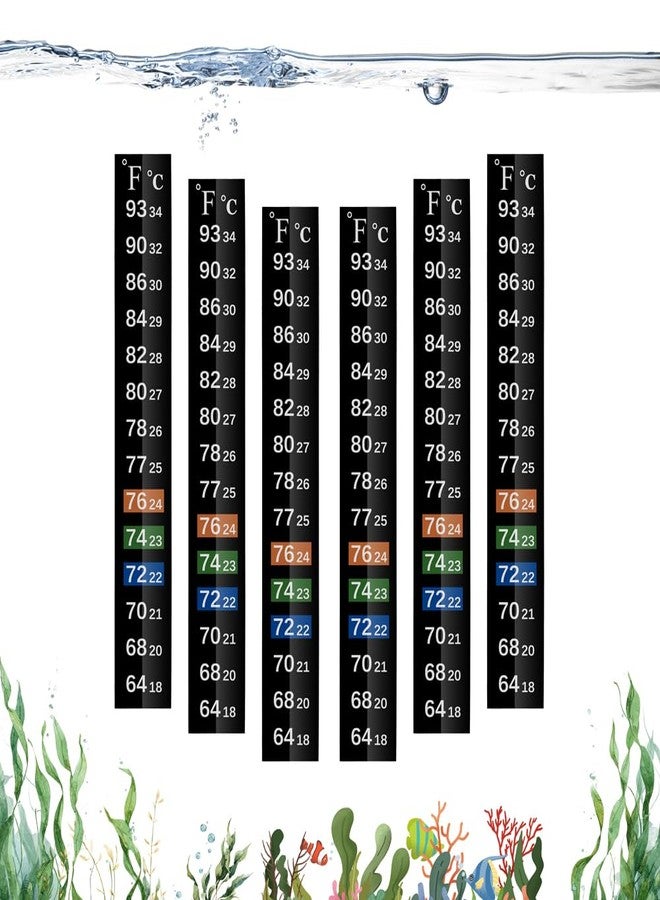 Novique Adhesive Fish Tank Thermometer Strip Aquarium Thermometer Sticker Display 64-93 ℉ (18-34 ℃) Brewing Thermometer Test Strip 6 PCS - Image 1