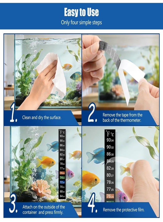 Novique Adhesive Fish Tank Thermometer Strip Aquarium Thermometer Sticker Display 64-93 ℉ (18-34 ℃) Brewing Thermometer Test Strip 6 PCS - Image 5
