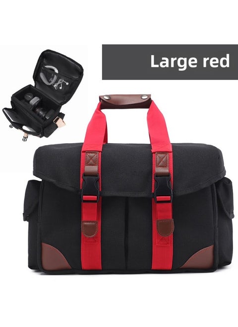 Multifunctional Professional Canon SLR Camera Bag Shoulder Canvas Camera Bag D7200 Nikon SLR Set D7500-Color:Large For Nikon (Red)