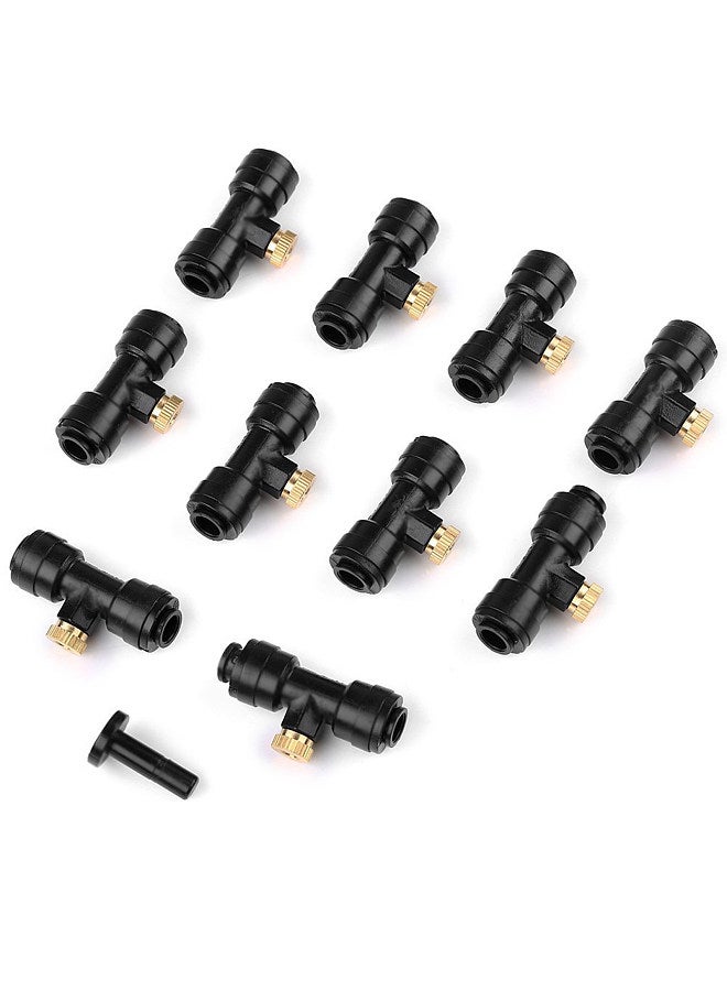 Generic 10PCS Misting Nozzles with Tees and Plug 1/4 Inch Misting Nozzles Kit Brass Mister Nozzles for Outdoor Garden Cooling Spray System  - Image 1