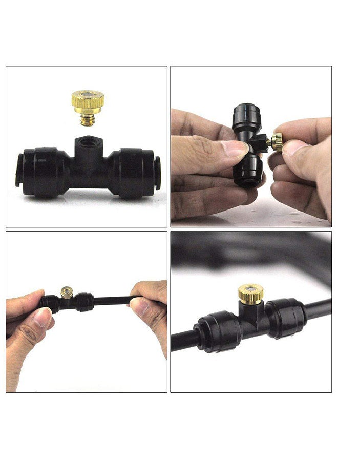 Generic 10PCS Misting Nozzles with Tees and Plug 1/4 Inch Misting Nozzles Kit Brass Mister Nozzles for Outdoor Garden Cooling Spray System  - Image 4