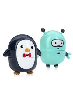 Nuby Nuby Silly Squirts Bath Toys, Easy to Clean Children's Toy, Robot and Penguin, 2 Count  - Image 1