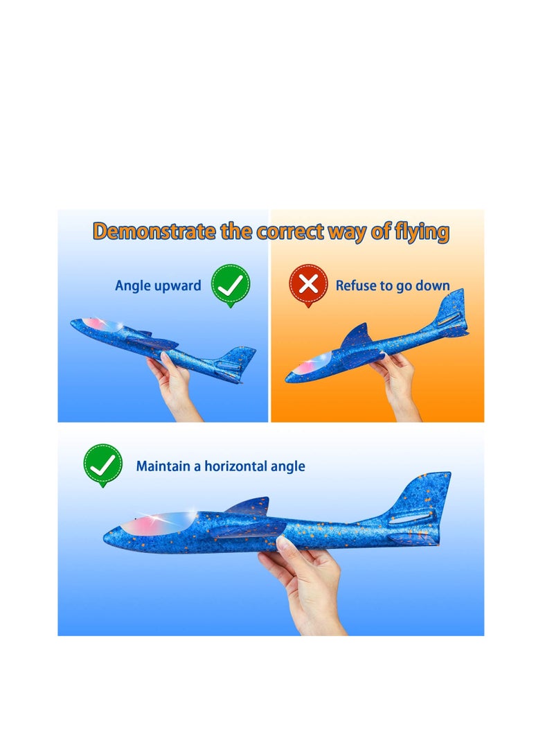 17.5 Inch LED Light Foam Glider Plane 2 Flight Modes Flying Toy for Kids Gifts for Boys Girls Age 3 4 5 6 7 8 9 Years Old Outdoor Sports Toys Birthday Party Favors 2pcs - Image 3