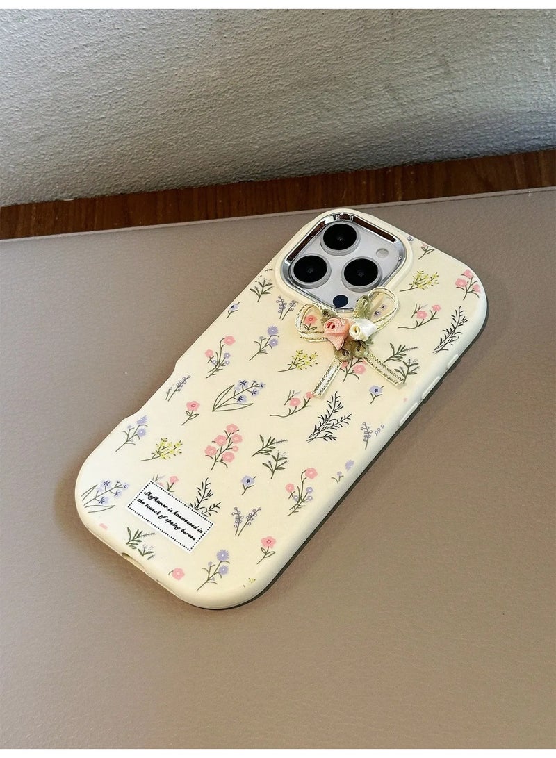 شي إن قطعة واحدة غطاء هاتف محمول متوافق مع أجهزة ايفون ١٦بروماكس مزين بزهور وفيونكة، تصميم أزياء جديد عالي الجودة، كاسر للصدمات، مضاد للانزلاق، خفيف الوزن، غطاء واقي لين مع وسادة هوائية كهدية مثالية لنفسك وصديقتك وعائلتك - Image 3