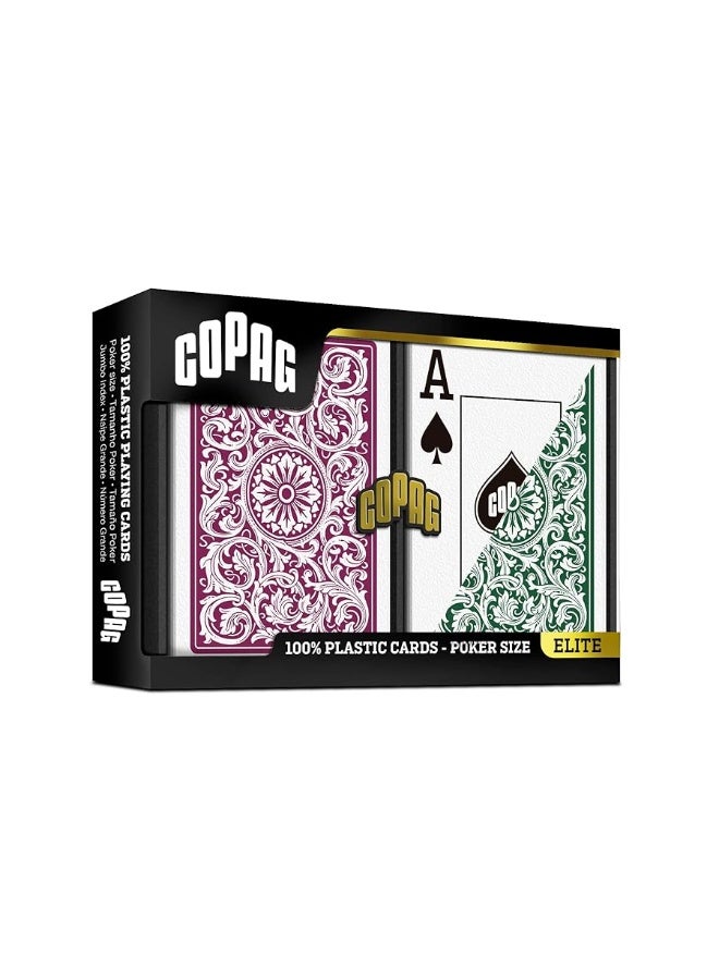 Copag بطاقات لعب بلاستيكية 100% تصميم كوباج 1546، حجم بوكر (قياسي) أخضر/بورغندي (فهرس عملاق، 1 مجموعة) - Image 4