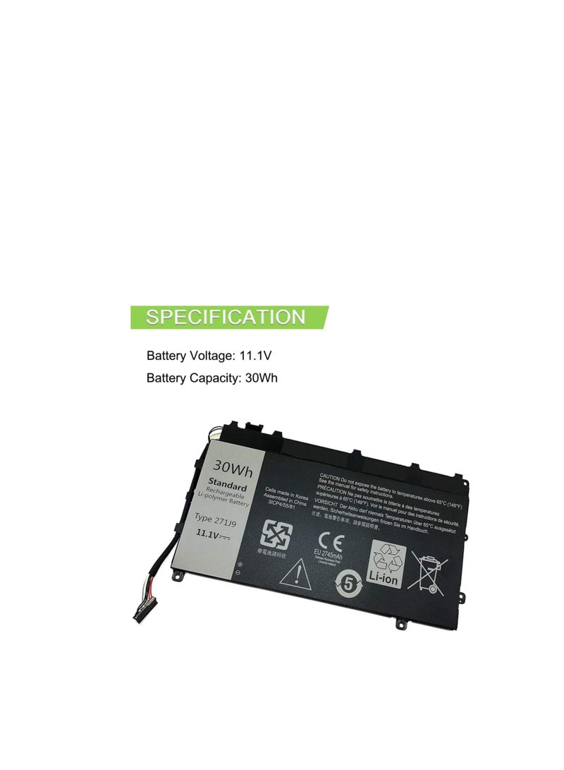 Terabyte 11.1V 30Wh 271J9 GWV47 0GWV47 YX81V Replacement Laptop Battery for Dell Latitude 13 7000 7350 Tablet - Image 2